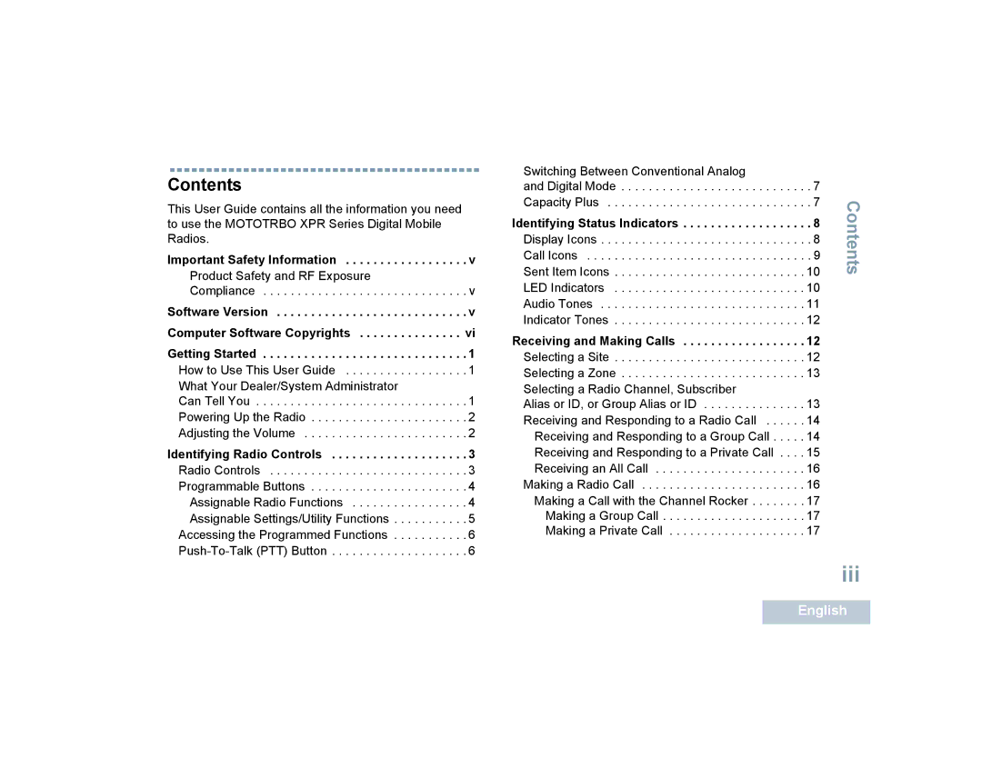 Motorola 4550, 4580 manual Iii, Contents 