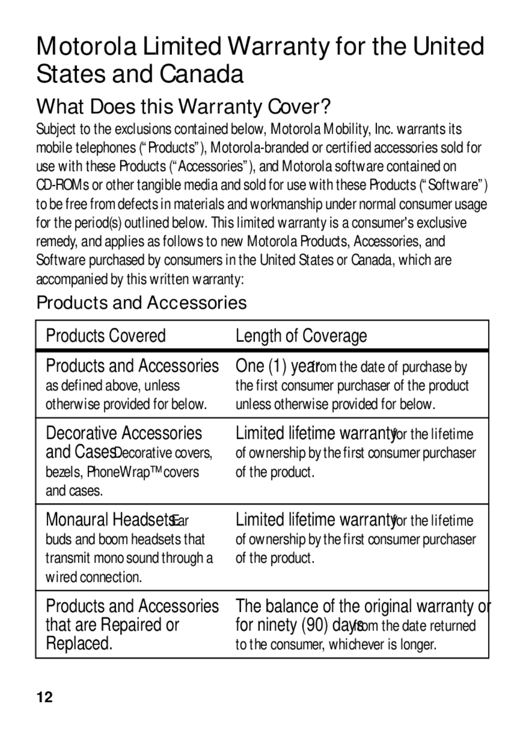 Motorola 4G LTE manual Motorola Limited Warranty for the United States and Canada, What Does this Warranty Cover? 