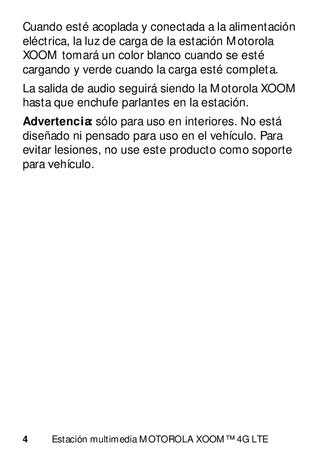 Motorola manual Estación multimedia Motorola Xoom 4G LTE 