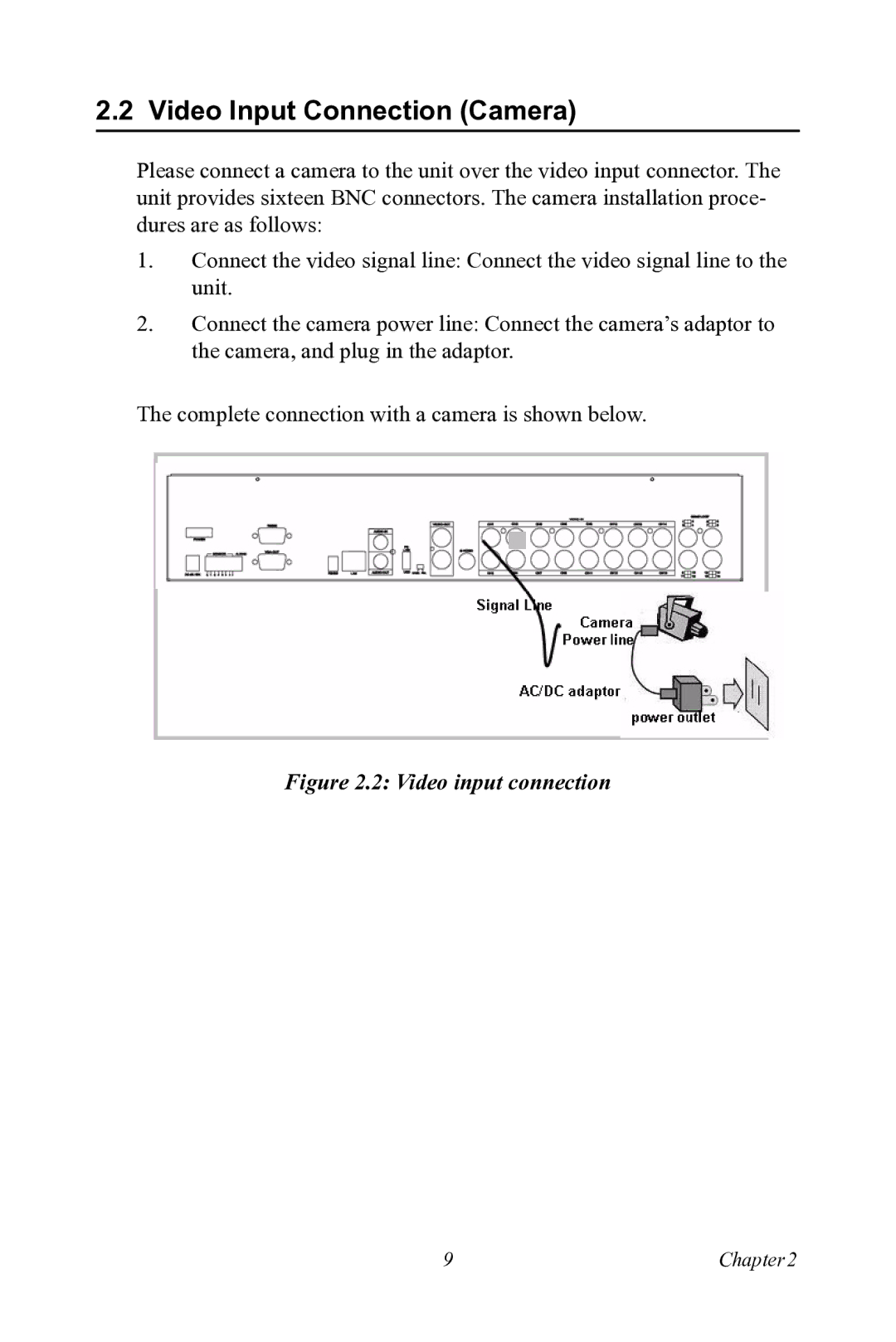 Motorola 530 user manual Video Input Connection Camera, Video input connection 