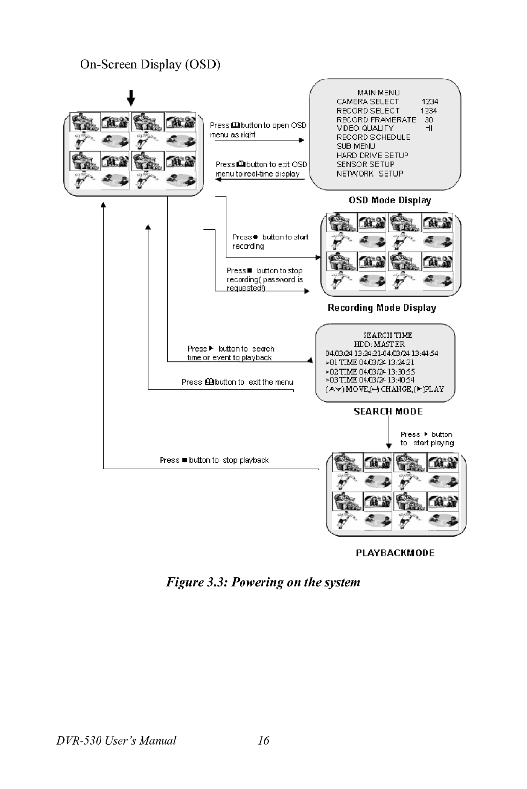 Motorola 530 user manual Powering on the system 