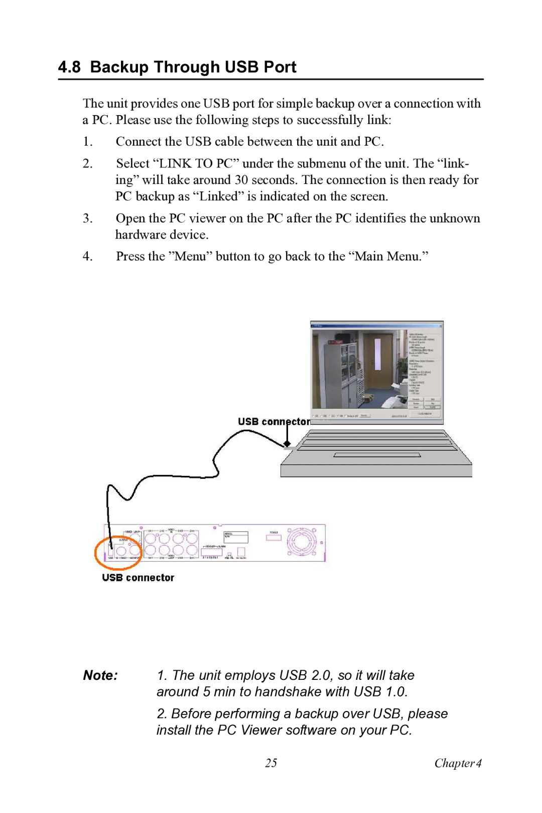 Motorola 530 user manual Backup Through USB Port 