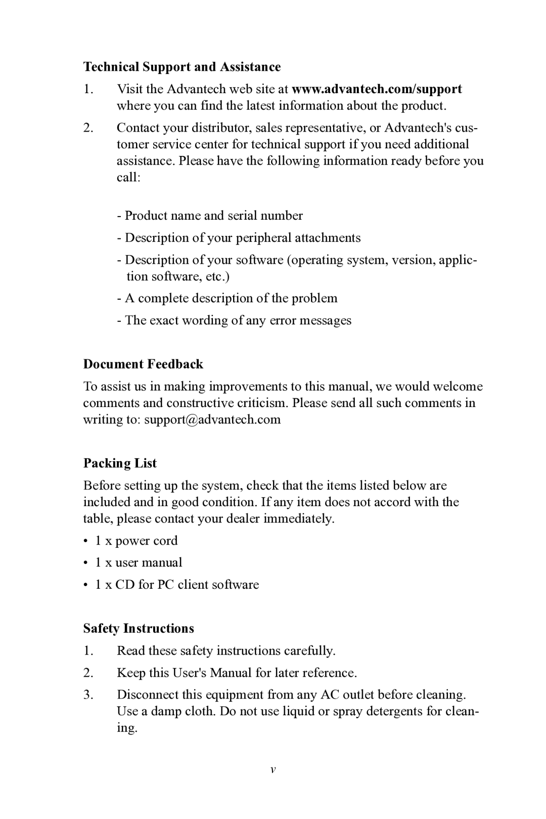 Motorola 530 user manual Technical Support and Assistance, Document Feedback, Packing List, Safety Instructions 