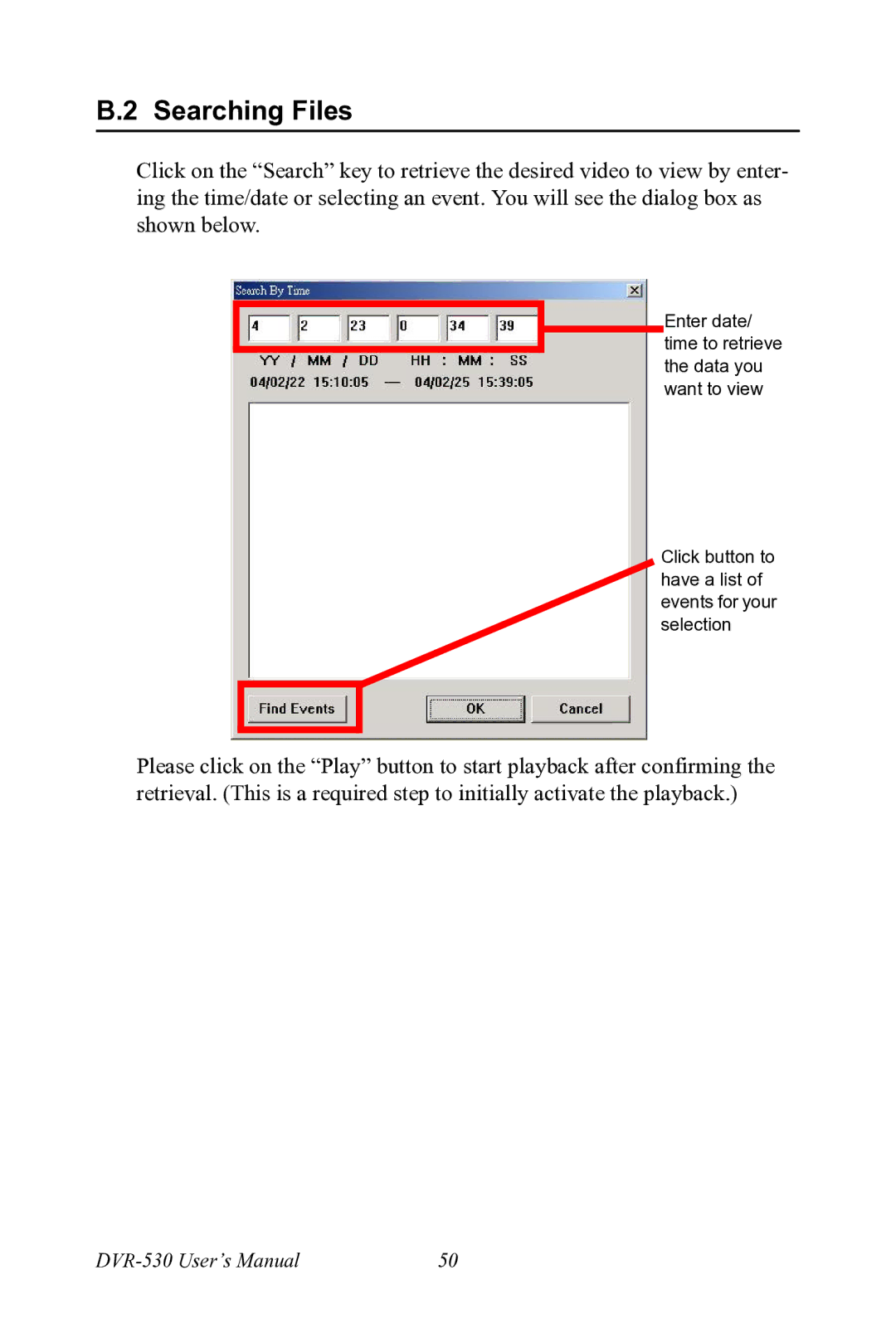 Motorola 530 user manual Searching Files 