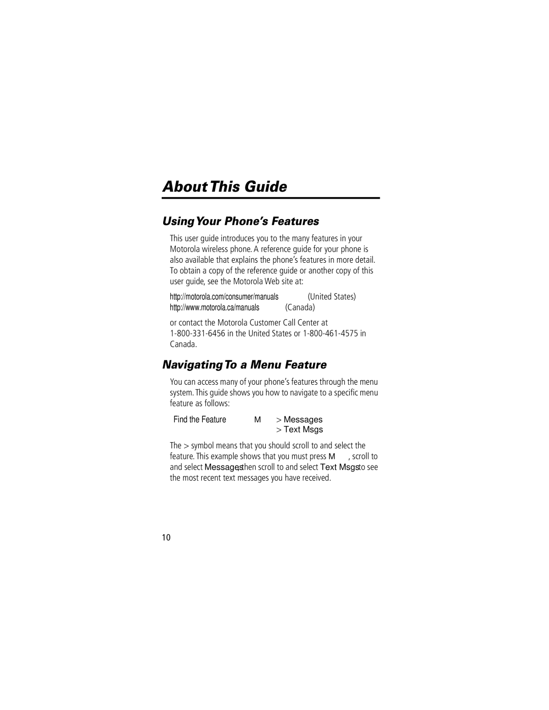 Motorola 60C manual About This Guide, Using Your Phone’s Features, Navigating To a Menu Feature, Find the Feature 