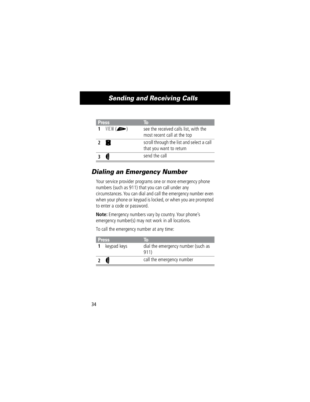 Motorola 60C manual Dialing an Emergency Number, View + 