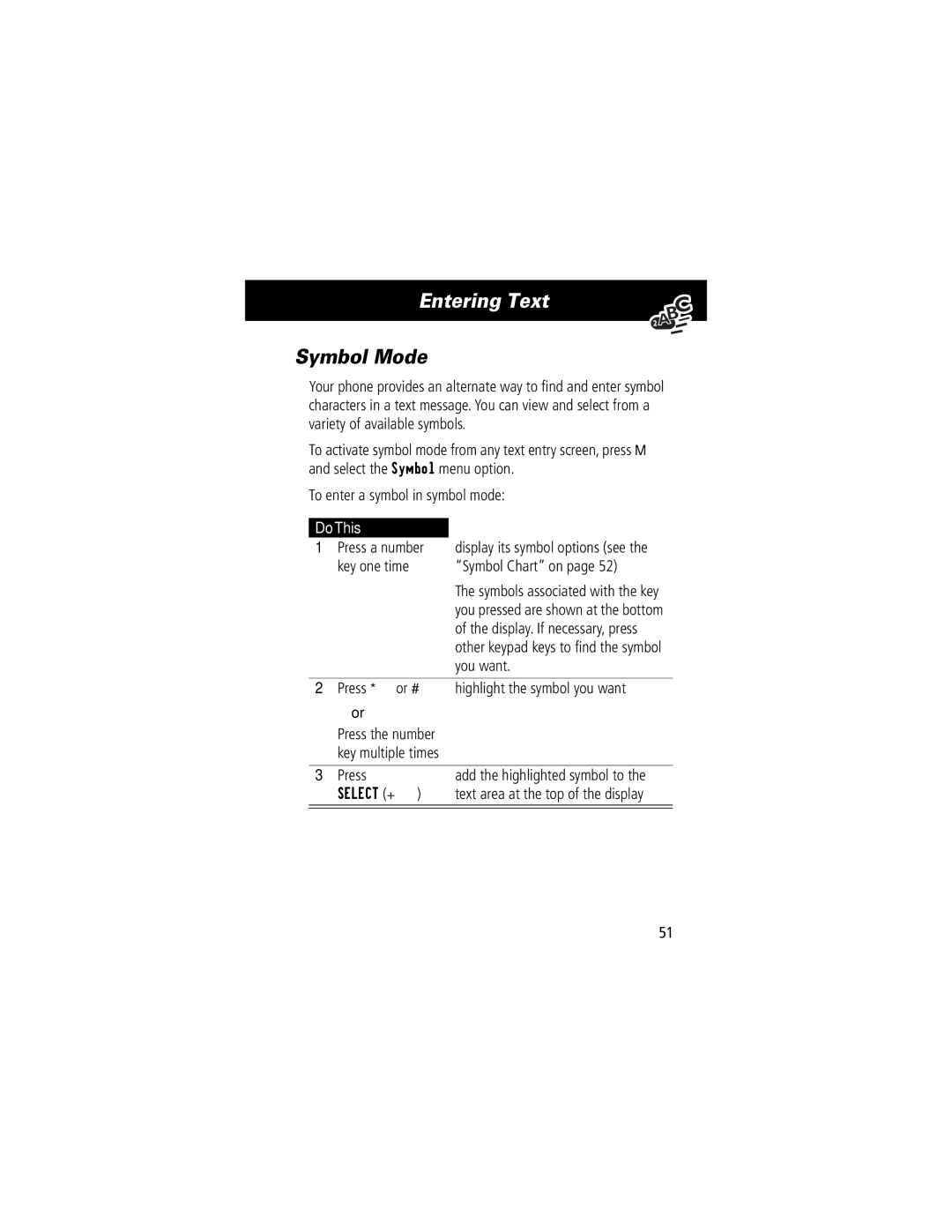 Motorola 60C manual Symbol Mode 