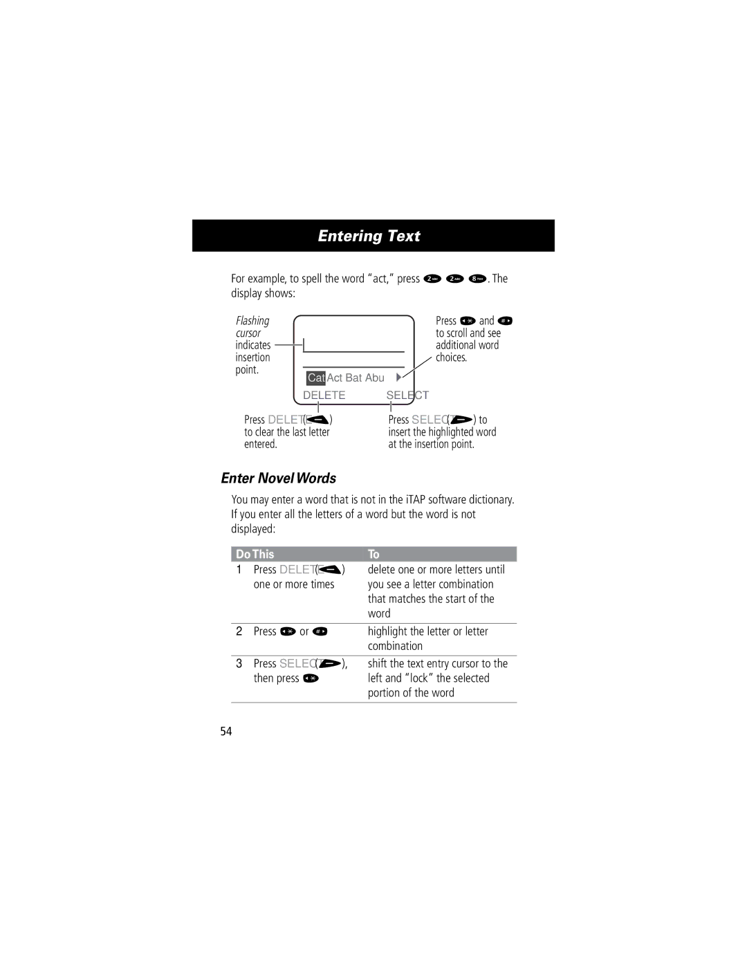 Motorola 60C manual Enter Novel Words, Press *and # to scroll and see additional word choices, Do ThisTo 