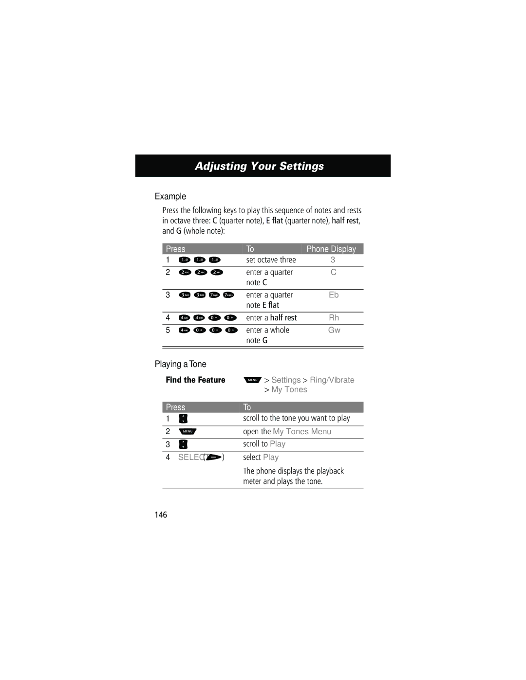 Motorola 60g manual Example, Playing a Tone, Open the My Tones Menu 