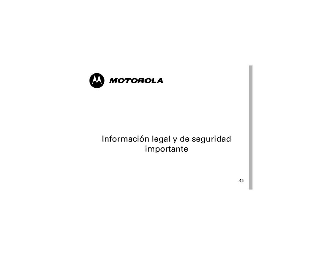 Motorola 68000201338-C manual Información legal y de seguridad Importante 