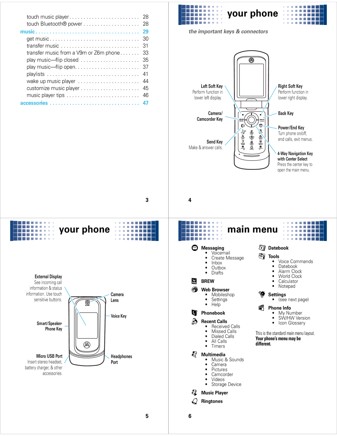 Motorola 68000201472-C quick start Your phone, Music player tips 