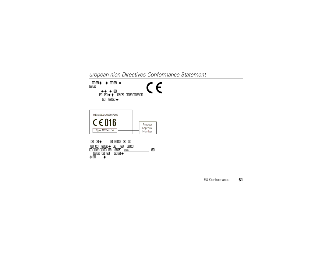 Motorola 68000202467-A manual European Union Directives Conformance Statement, EU Conformance 