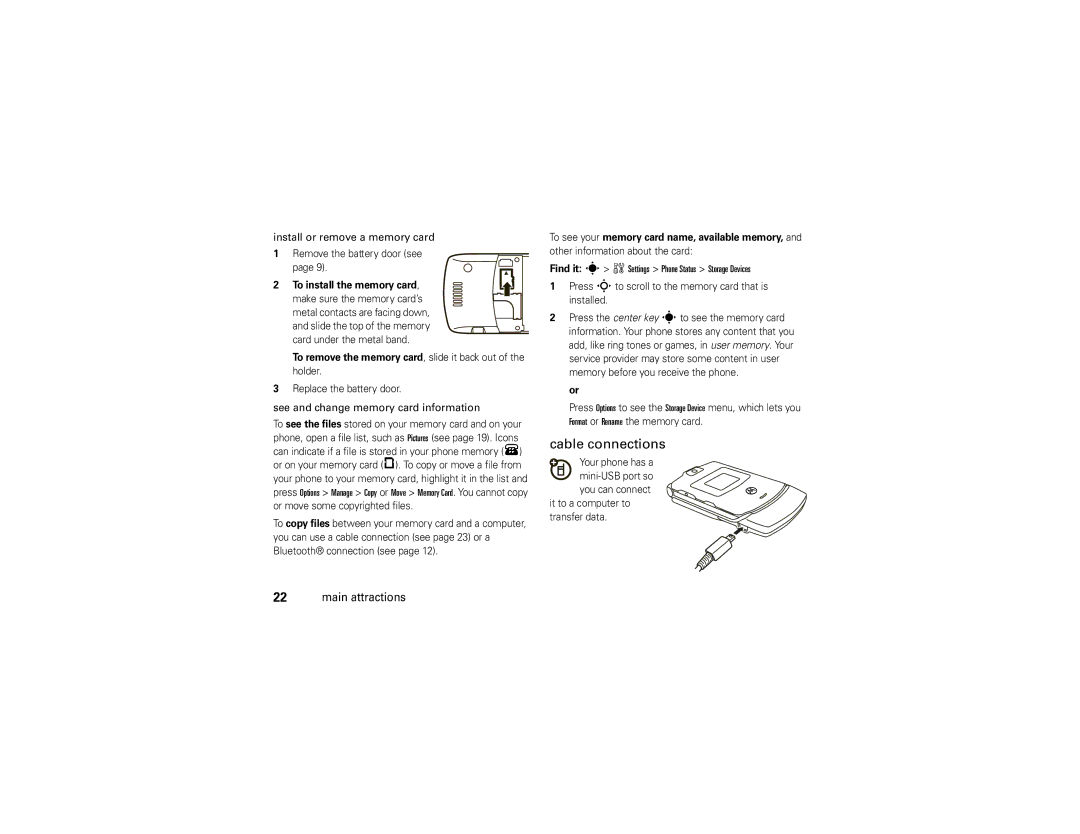 Motorola 68000202560-A manual Cable connections, To install the memory card 