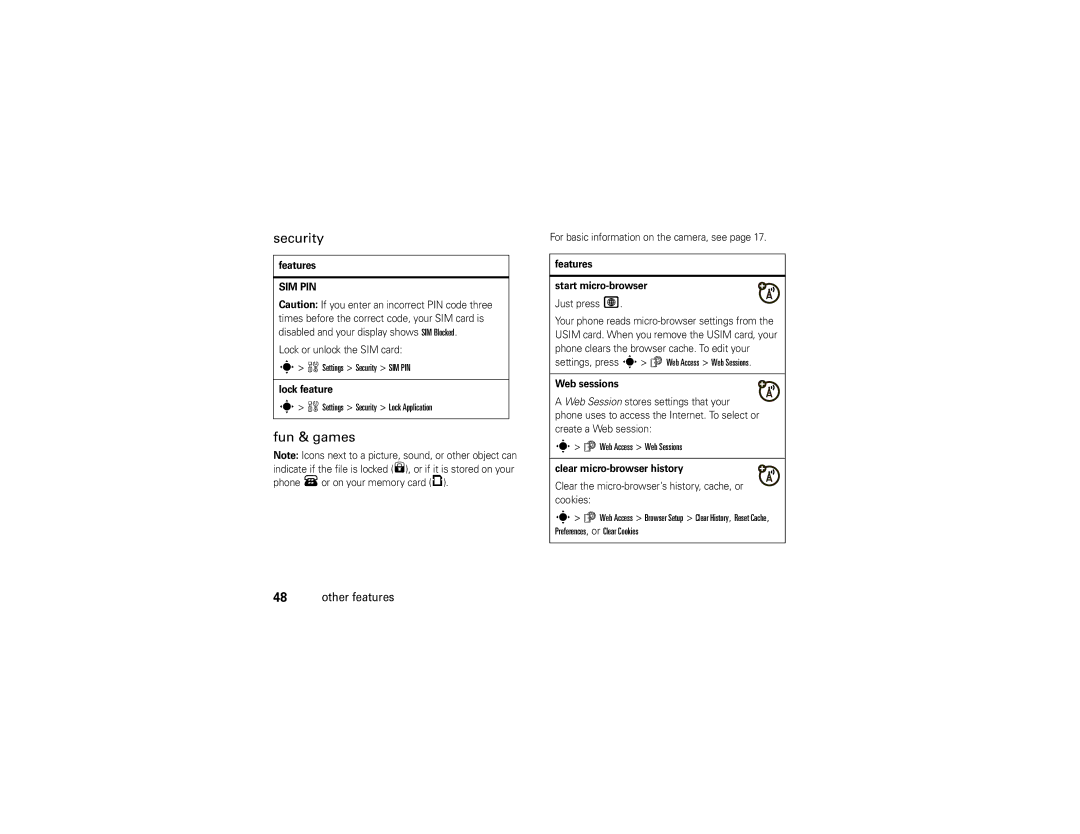 Motorola 68000202560-A manual Security, Fun & games 