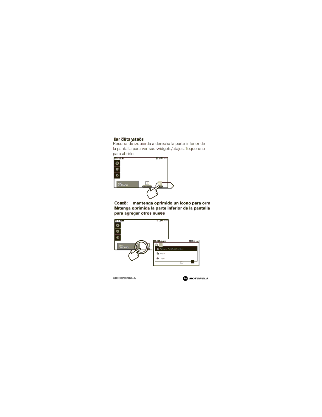 Motorola 68000202964-AM manual Usar widgets y atajos 