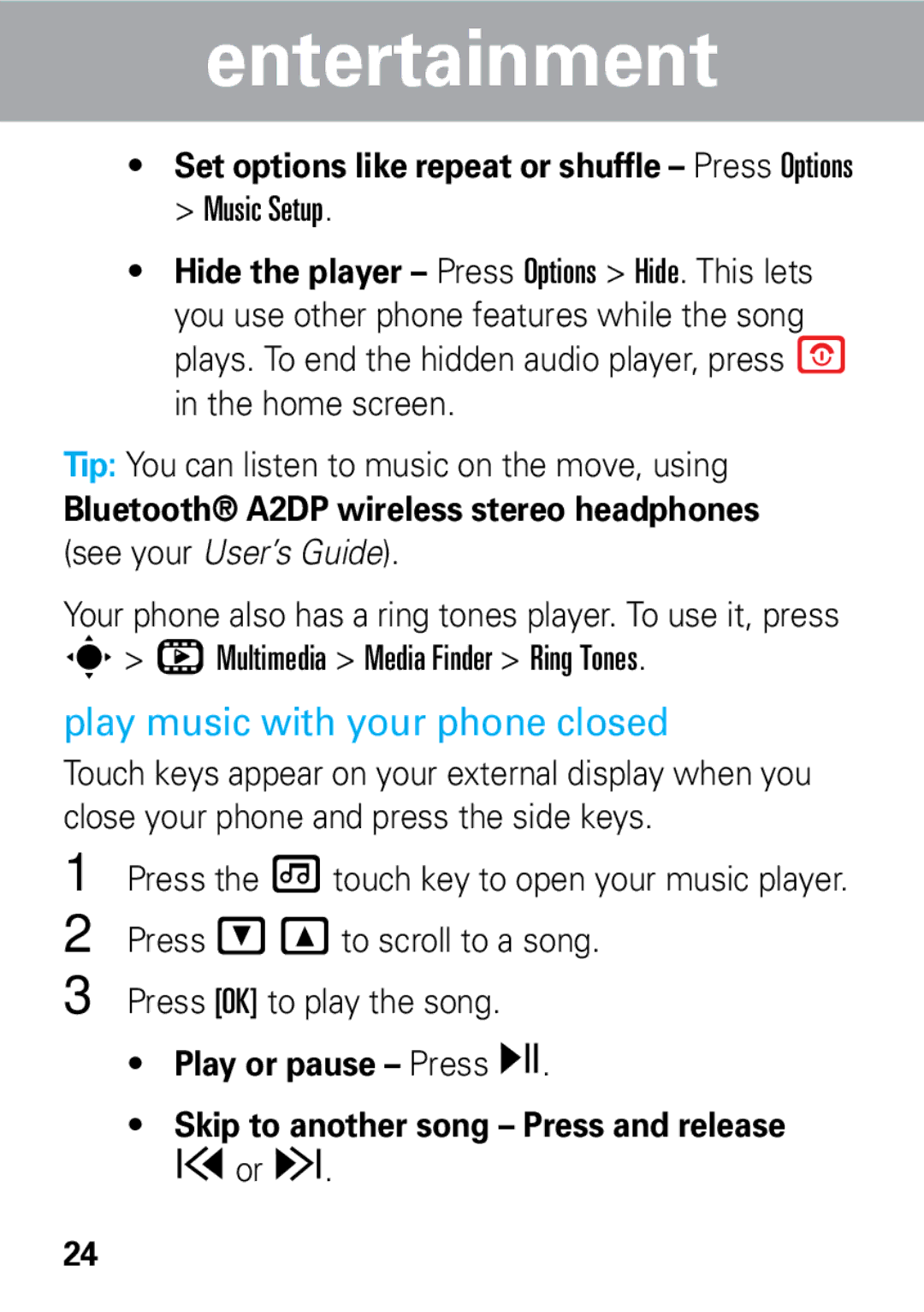 Motorola 68002425001 quick start Bluetooth A2DP wireless stereo headphones, See your User’s Guide 