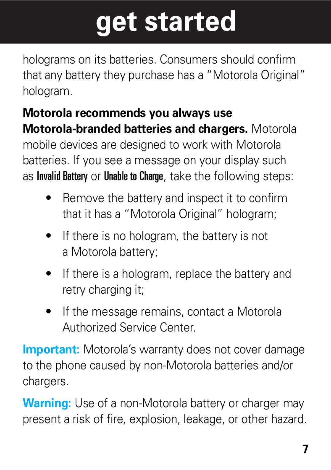 Motorola 68002425001 quick start Motorola recommends you always use 