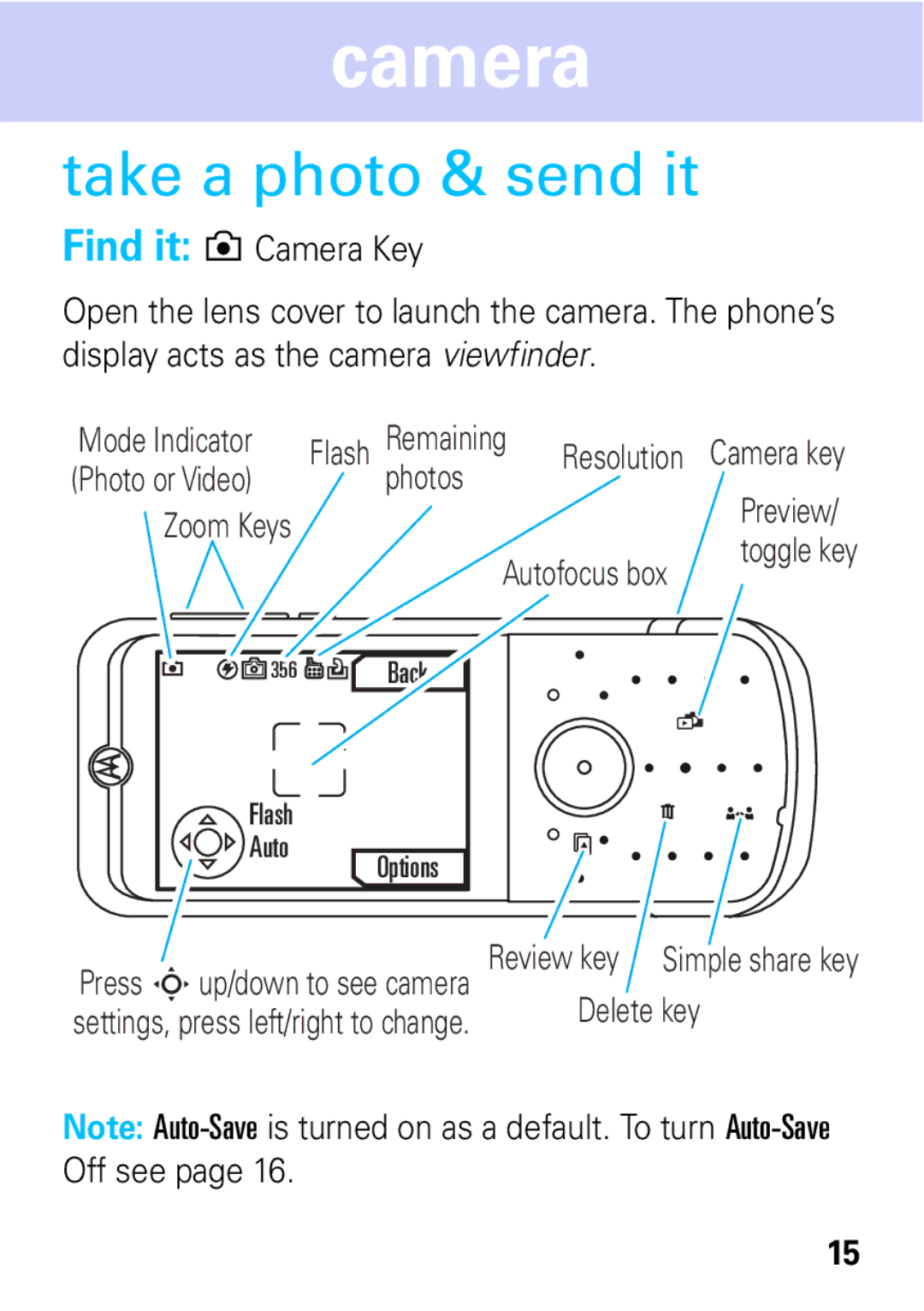 Motorola 68004018058 manual Camera, Take a photo & send it 