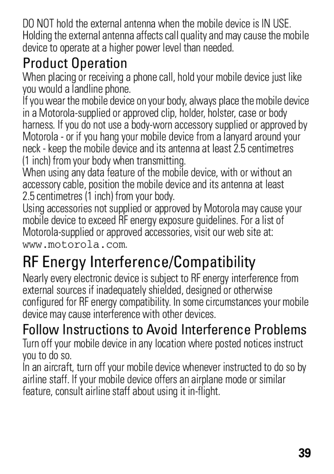 Motorola 68004018058 manual RF Energy Interference/Compatibility 