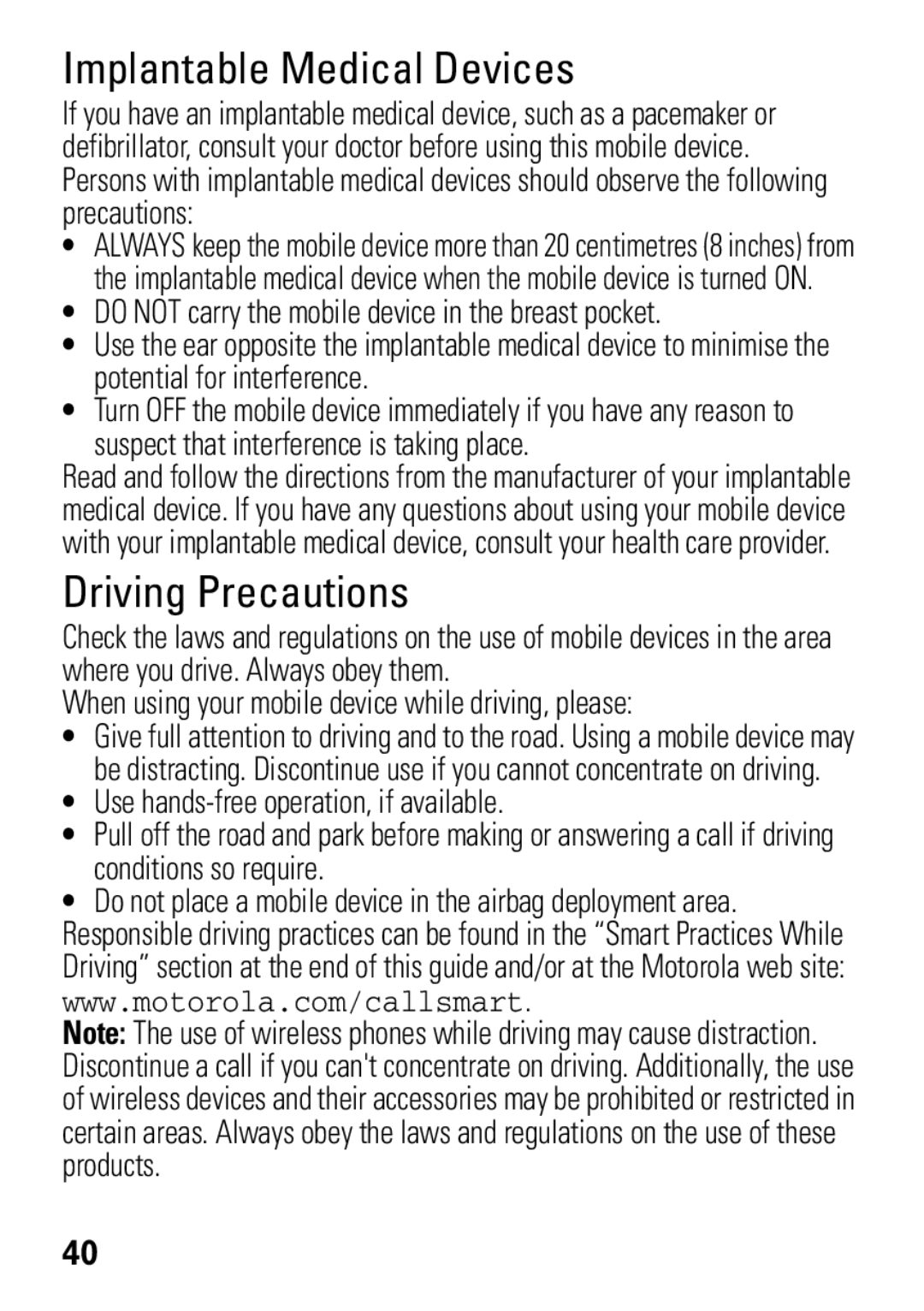 Motorola 68004018058 manual Implantable Medical Devices 