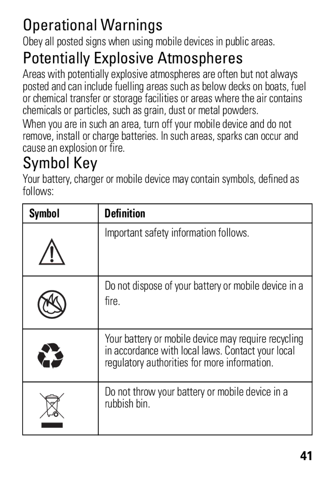 Motorola 68004018058 manual Operational Warnings 