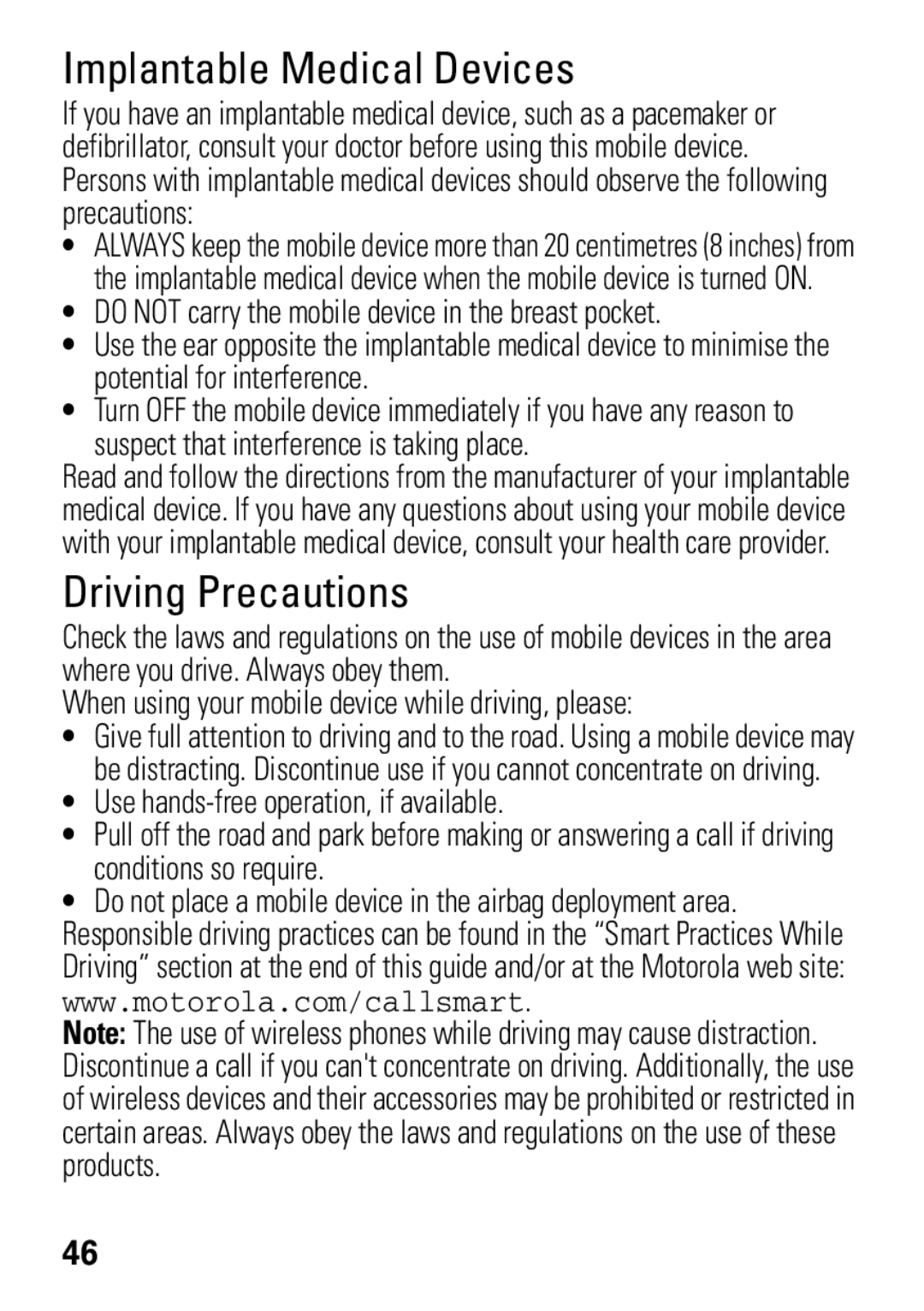 Motorola 68004061015 manual Implantable Medical Devices 