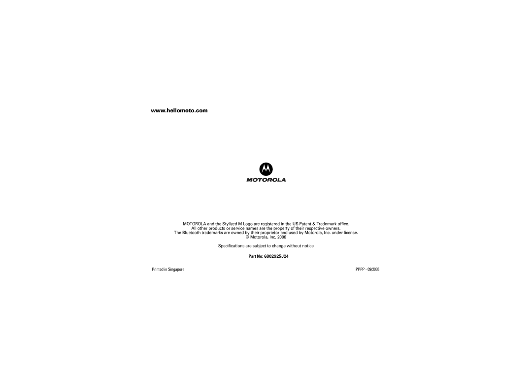 Motorola manual Part No 6802925J24 