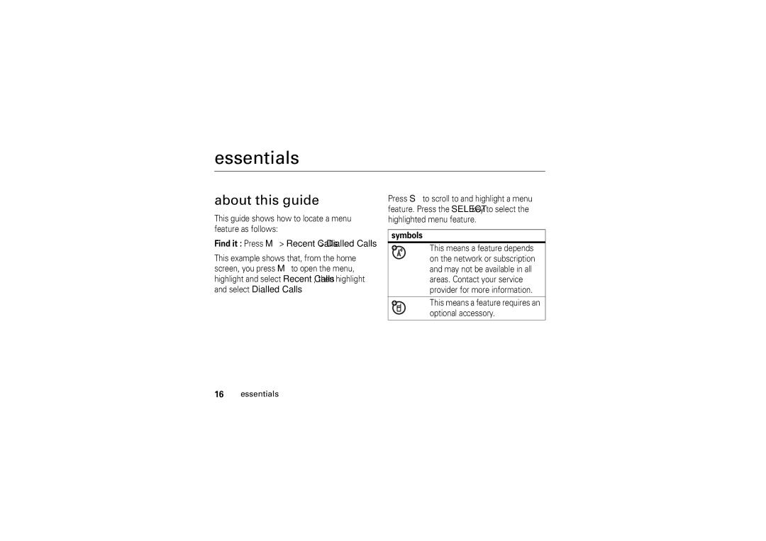 Motorola 6802925J24 manual Essentials, About this guide, Symbols 