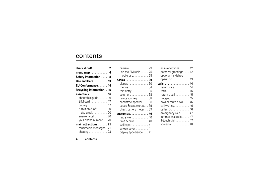 Motorola 6802925J24 manual Contents 