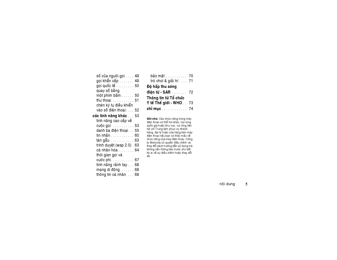 Motorola 6802925J24 manual Noäi dung 