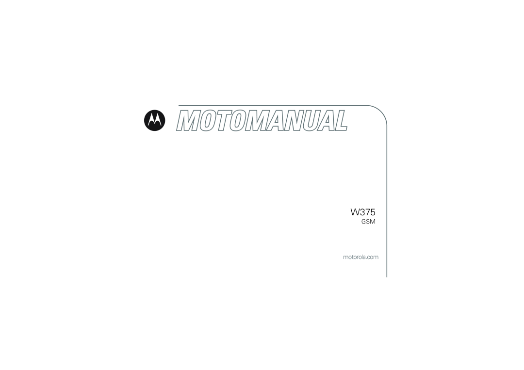 Motorola 6802925J24 manual W375, motorola.com 
