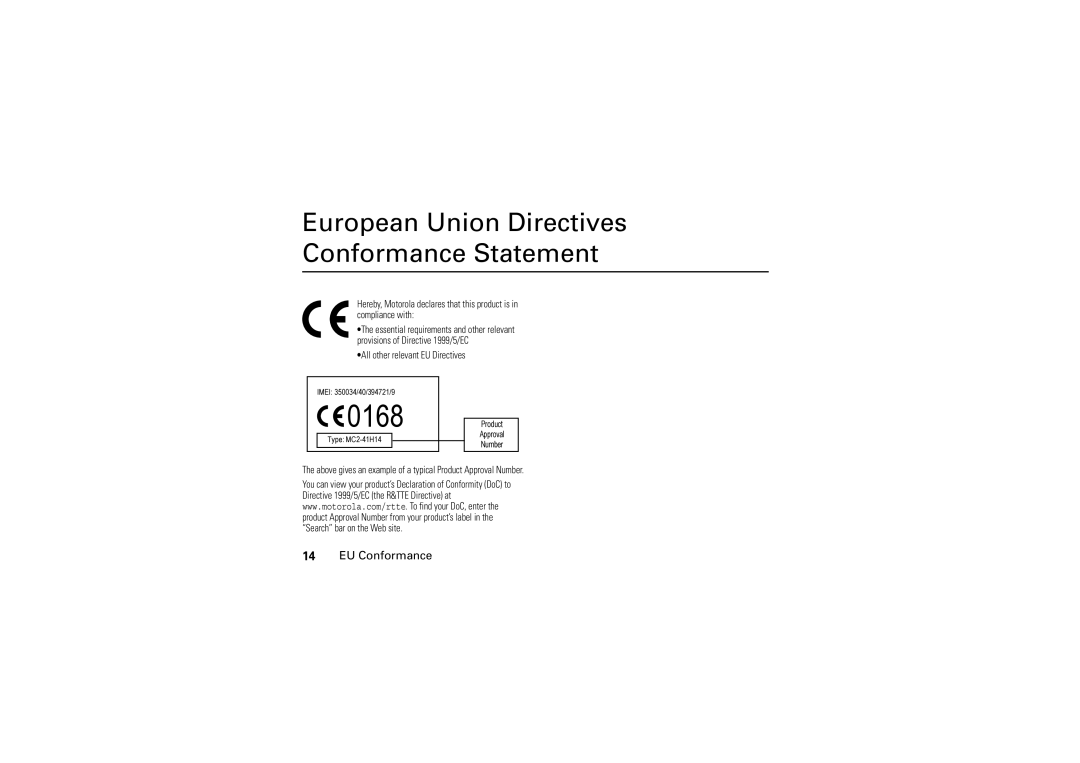 Motorola 6802925J24 manual 0168, European Union Directives Conformance Statement, All other relevant EU Directives 