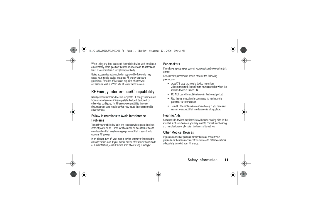 Motorola 6802928J21 RF Energy Interference/Compatibility, Follow Instructions to Avoid Interference Problems, Pacemakers 