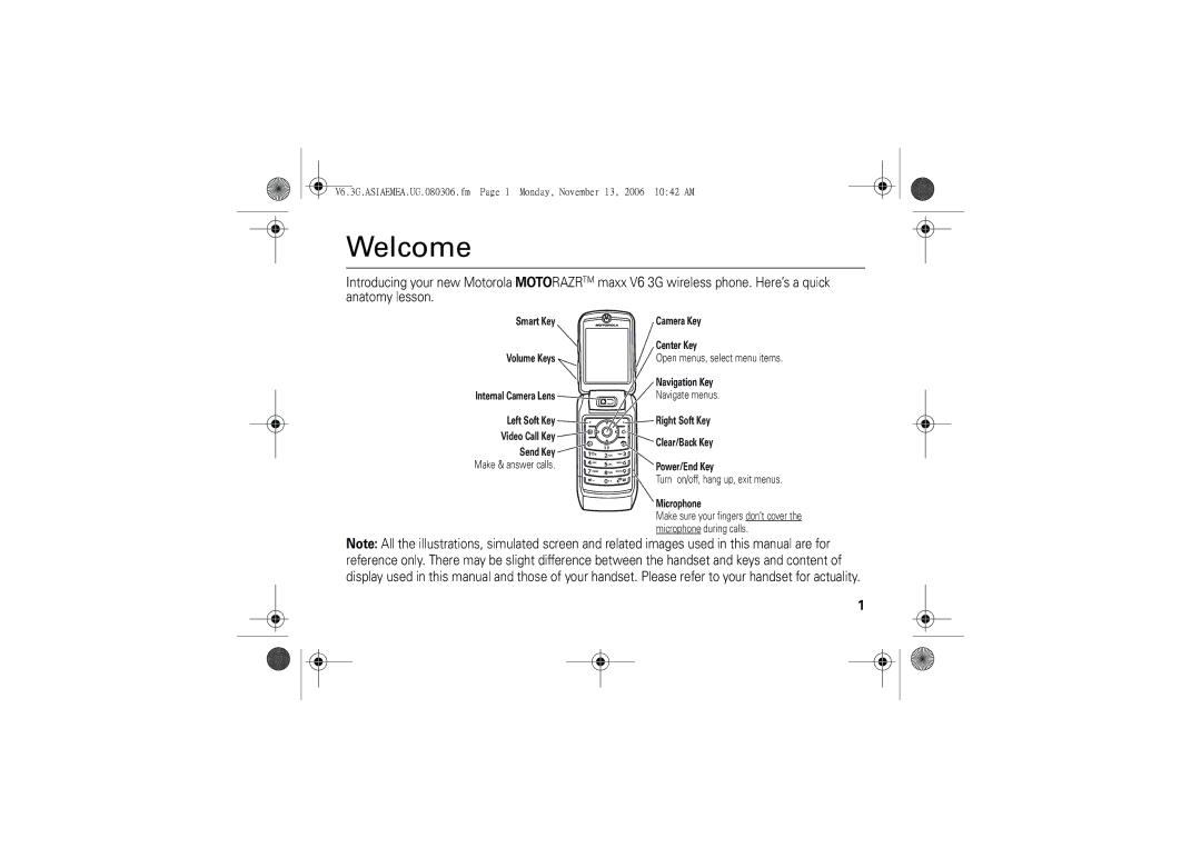 Motorola 6802928J21 user manual Welcome, Open menus, select menu items 