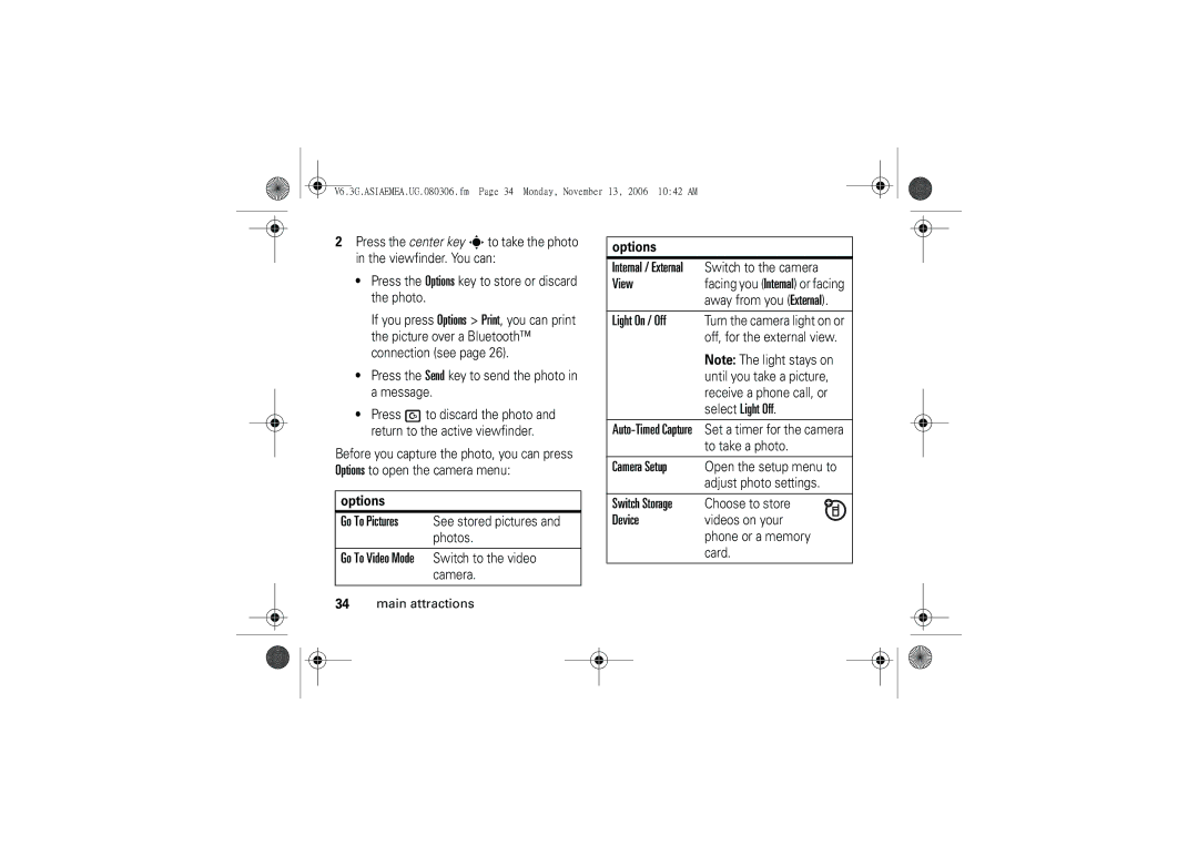 Motorola 6802928J21 user manual View, Light On / Off, Select Light Off, Camera Setup, Device 