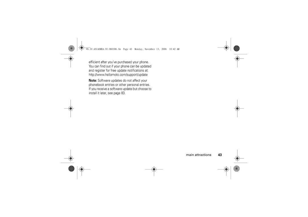 Motorola 6802928J21 user manual Main attractions 