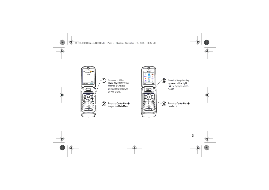 Motorola 6802928J21 user manual Press the Center Key s 