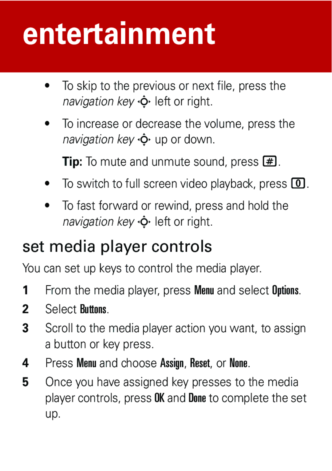 Motorola 6802935J48 quick start Set media player controls 