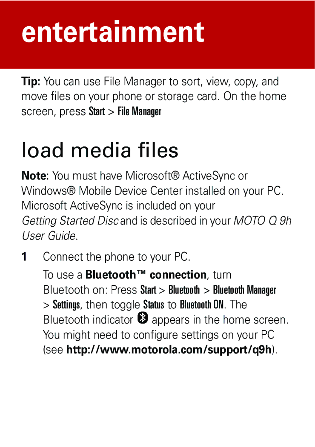 Motorola 6802935J48 quick start Load media files 