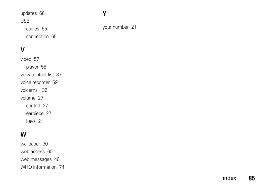 Motorola 6802937J48 manual Index 