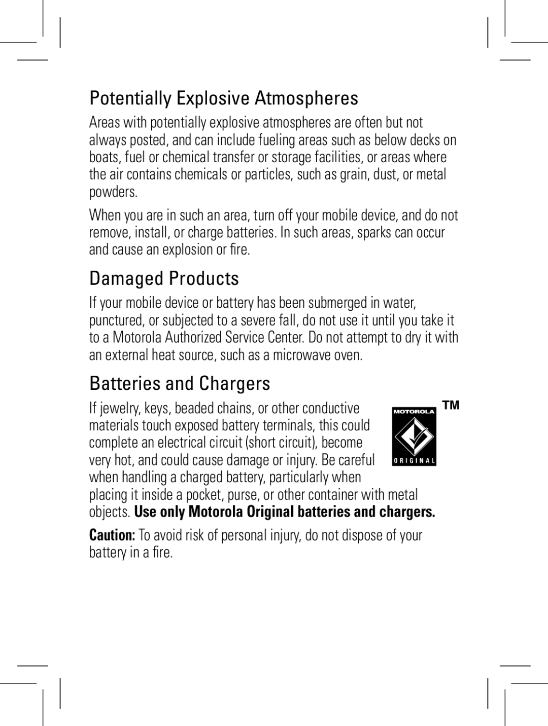 Motorola 6802938J65 manual Potentially Explosive Atmospheres, Complete an electrical circuit short circuit, become 