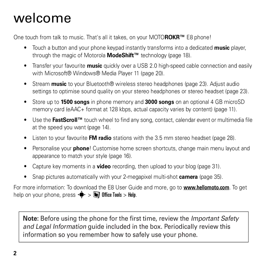 Motorola 6803632F58 quick start Welcome 