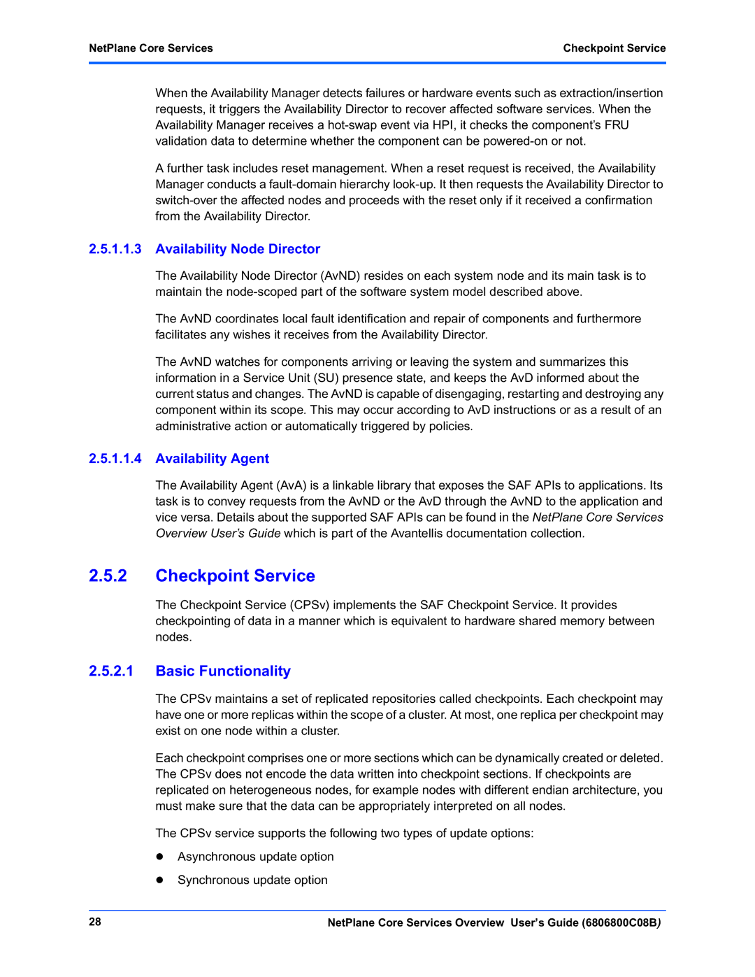 Motorola 6806800C08B manual Checkpoint Service, Availability Node Director, Availability Agent 