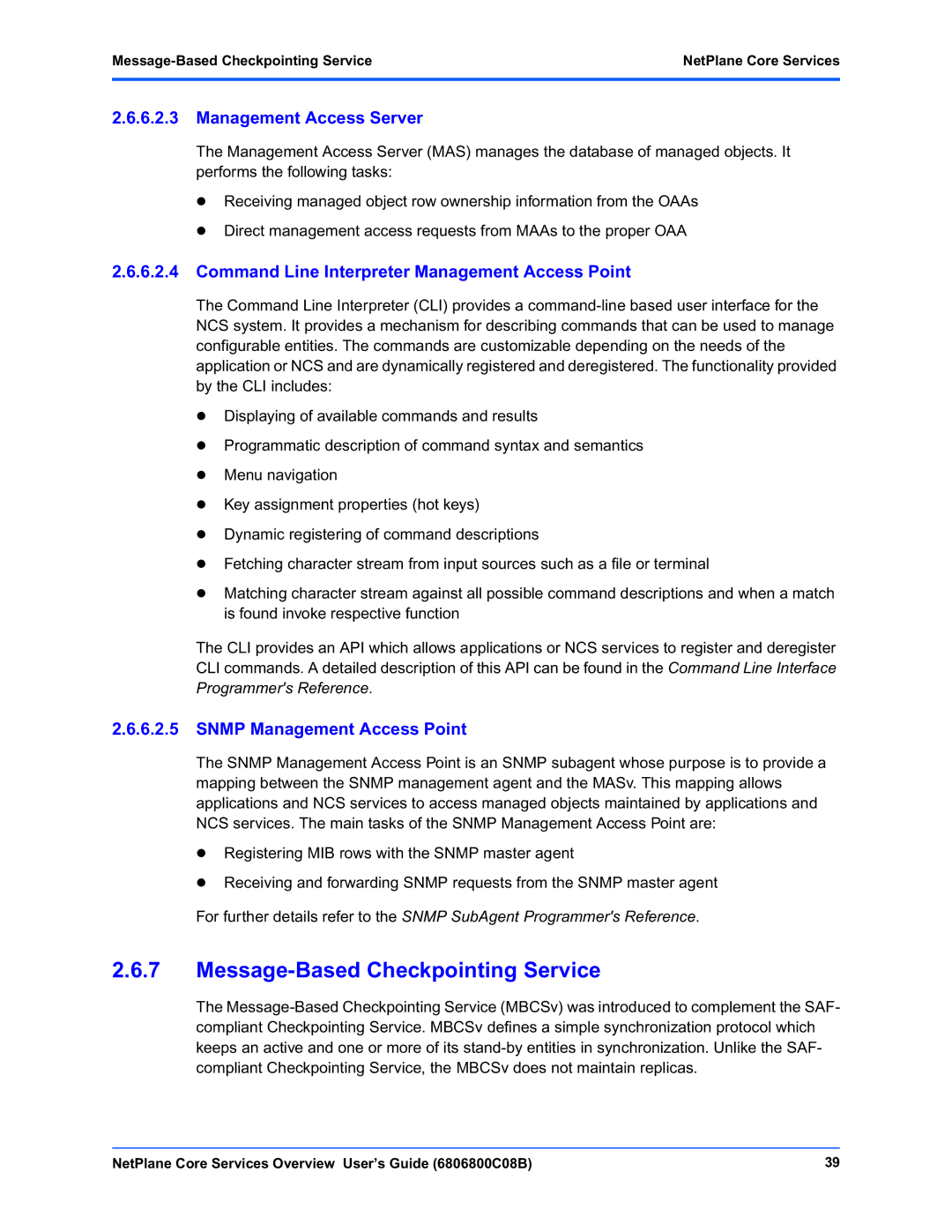 Motorola 6806800C08B manual Message-Based Checkpointing Service, Management Access Server, Snmp Management Access Point 