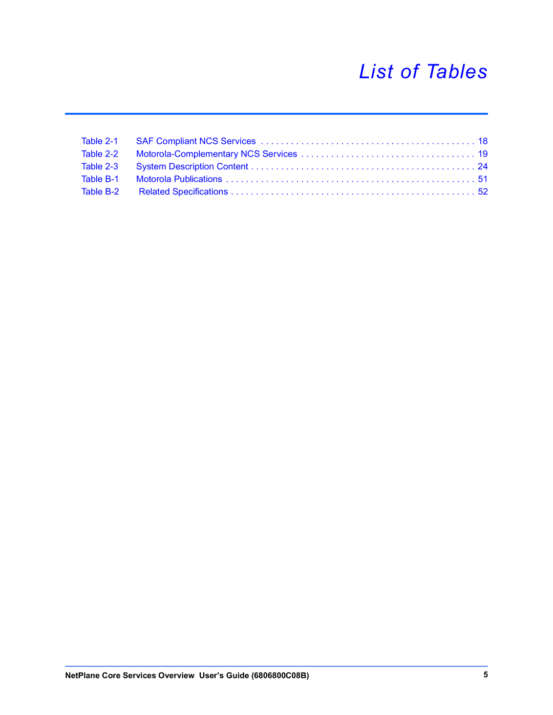 Motorola 6806800C08B manual List of Tables 