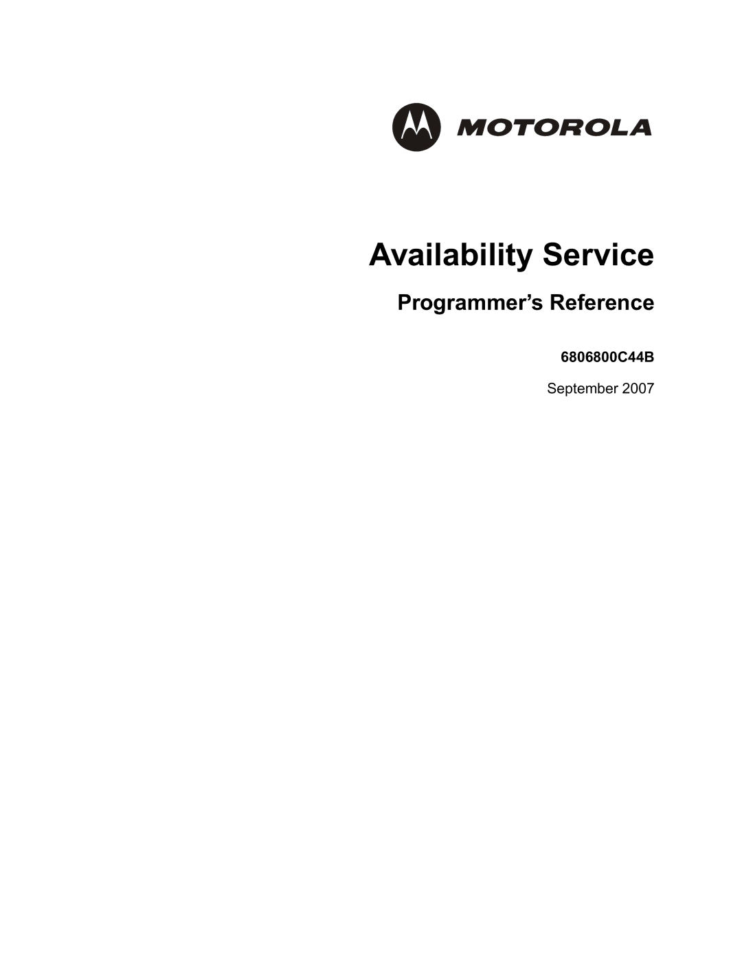 Motorola 6806800C44B manual Availability Service 