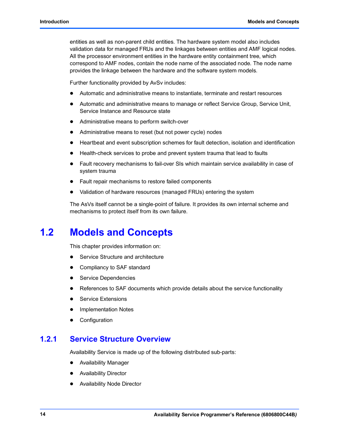 Motorola 6806800C44B manual Service Structure Overview, Introduction Models and Concepts 