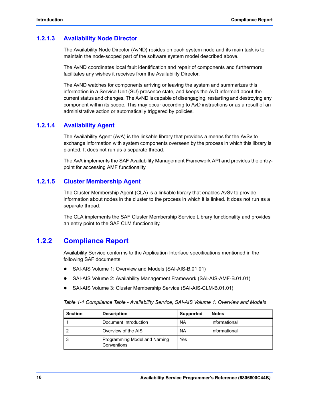 Motorola 6806800C44B manual Introduction Compliance Report, Section Description Supported 