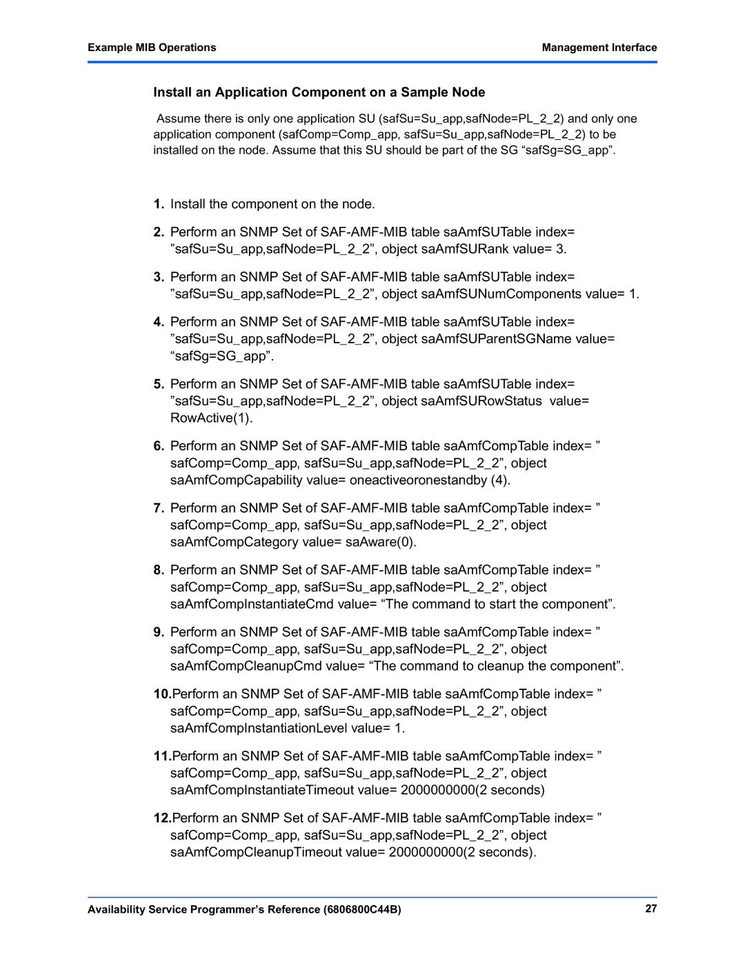 Motorola 6806800C44B manual Install an Application Component on a Sample Node 