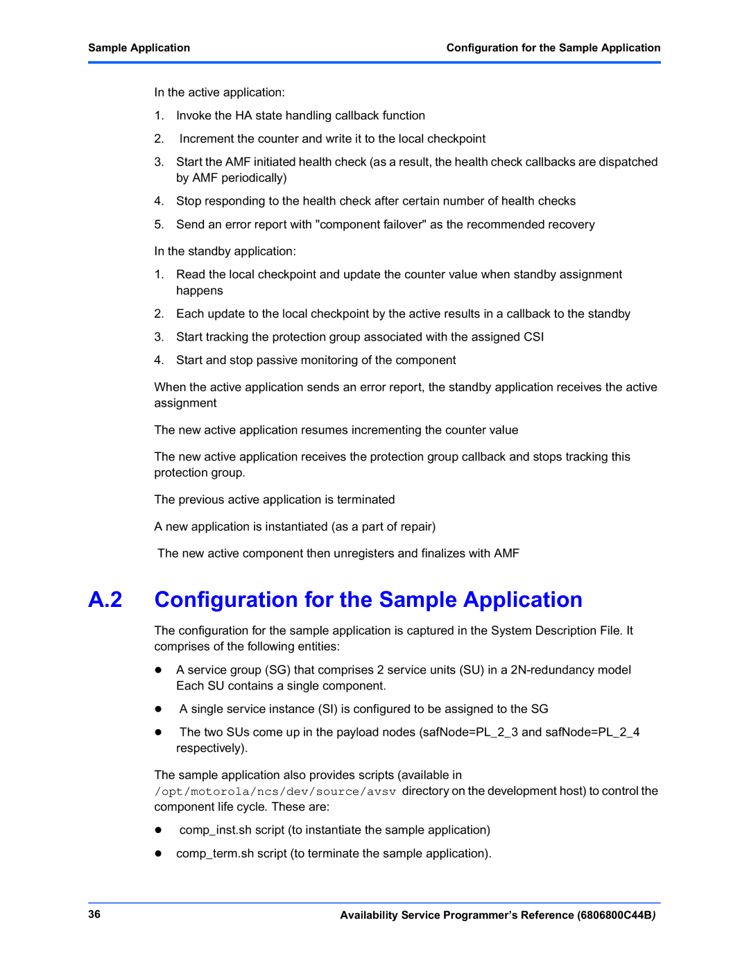 Motorola 6806800C44B manual Sample Application Configuration for the Sample Application 